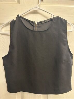 Zara Black Sleeveless Crop Top with Back Zip